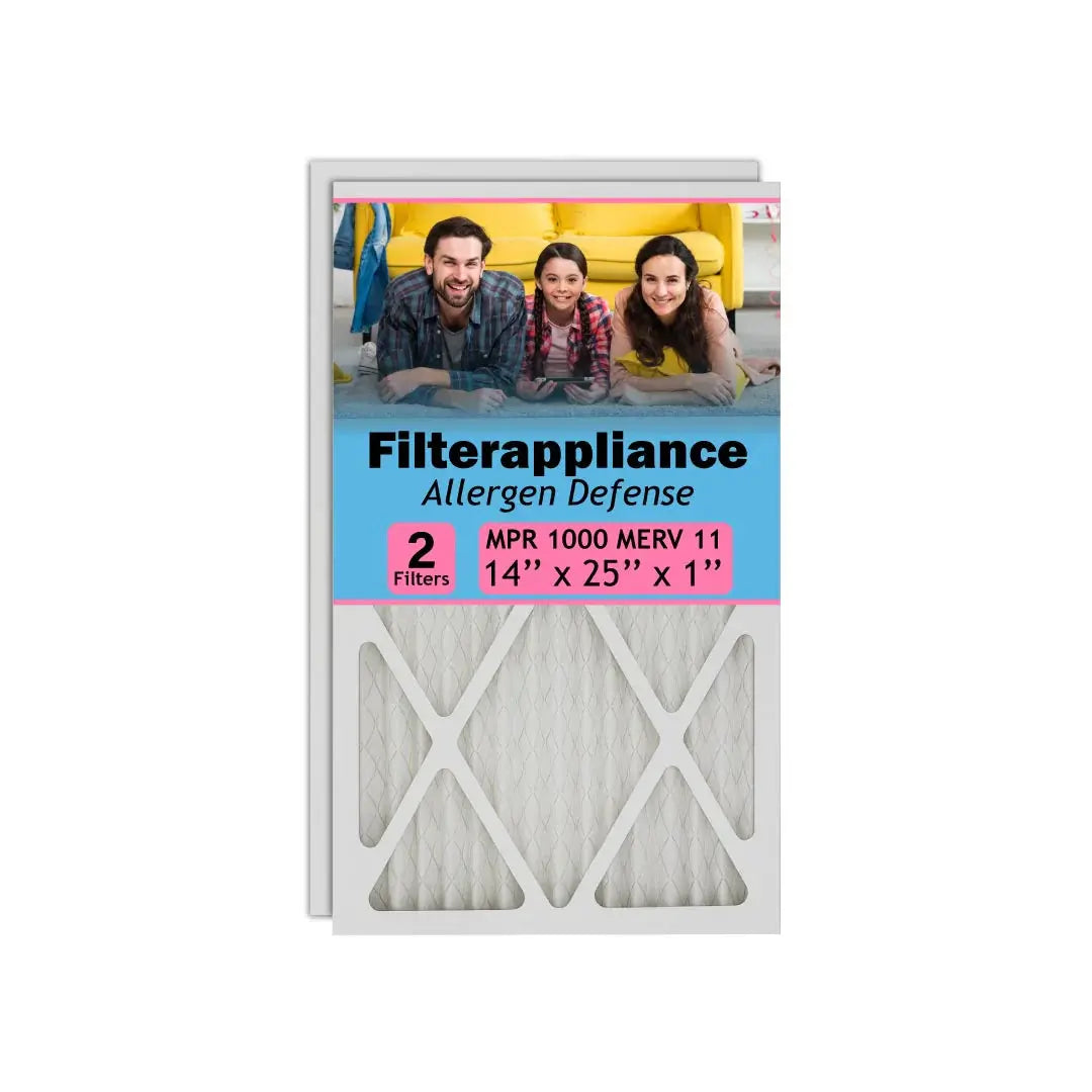 Filterappliance 14x25x1 MPR 1000 MERV 11 air filter 2-pack with allergen defense packaging
